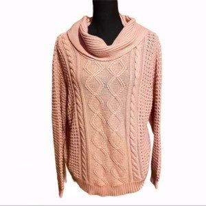 RD Style Cowl Blush Pink Cable Knit Sweater XL